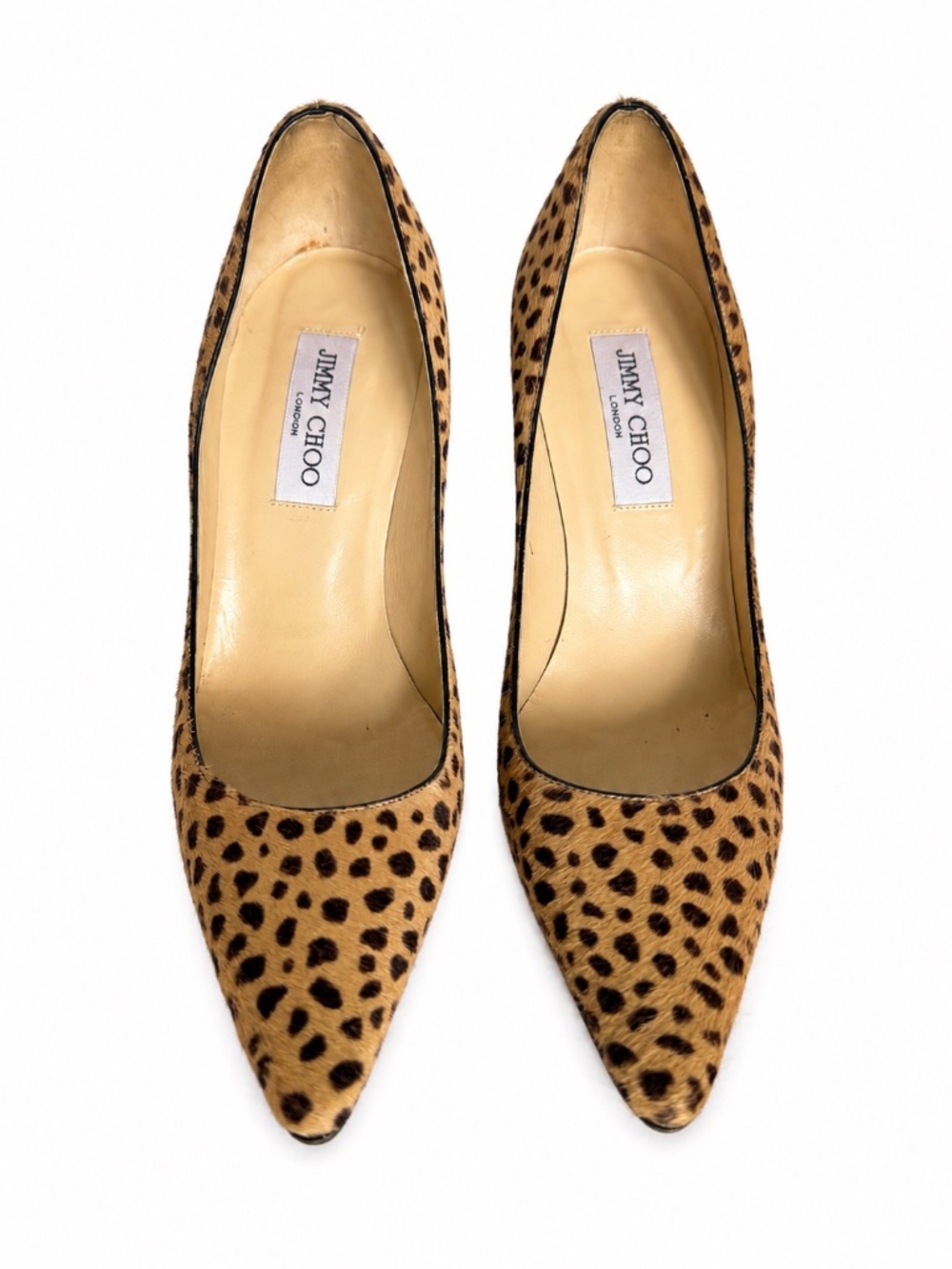 Jimmy Choo Leopard Print Calf Hair Pointed Toe Pumps Heels Size 38